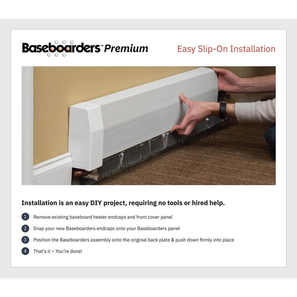 Premium White Galvanized Steel 4-ft Slip-On Baseboard Heater Cover