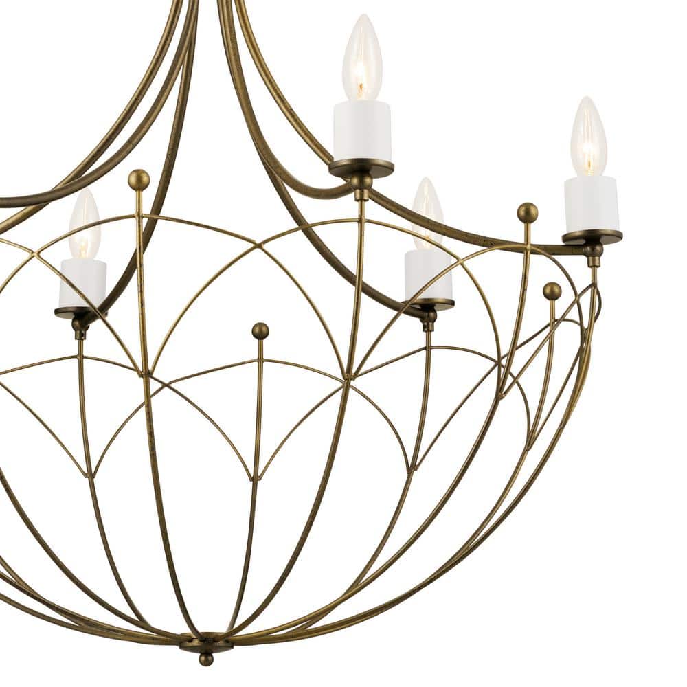 Elegant Topiary 6-Light Character Bronze Chandelier with Vintage Candle Sleeves