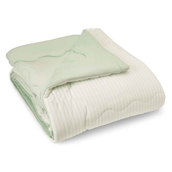 HGTV Cooling Quietude-Sage Green Stripe Throw Blanket