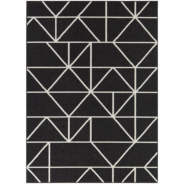 BALTA Acaba Black 7 ft. 10 in. x 10 ft. Geometric Indoor/Outdoor Area Rug