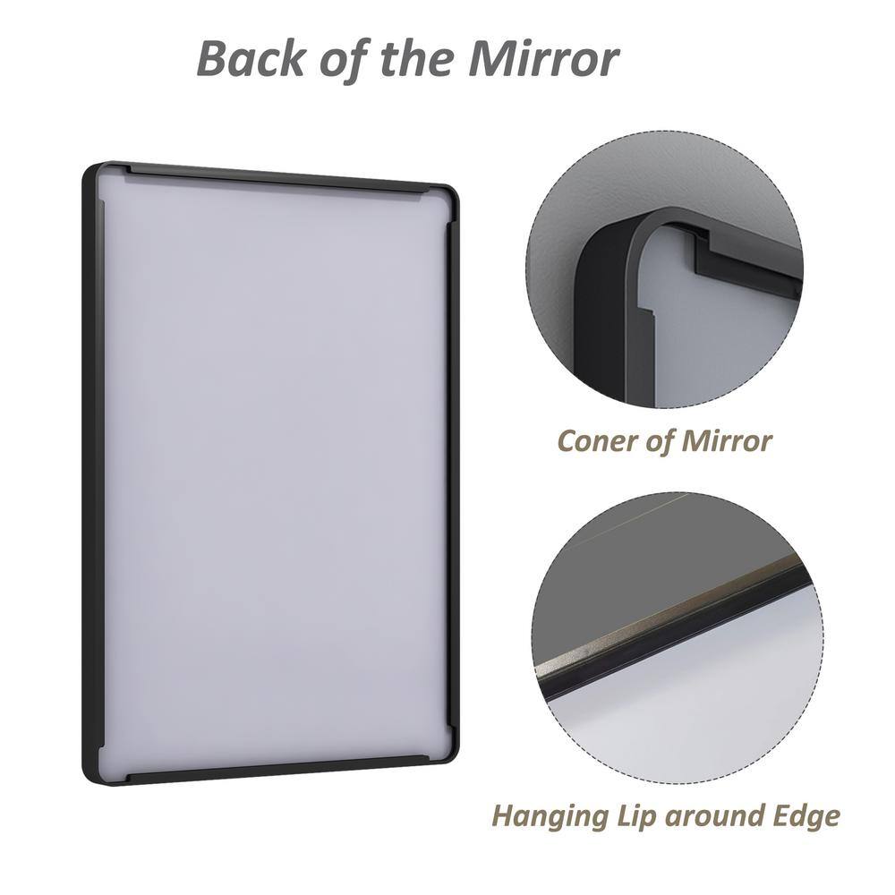 Matte Black Aluminum Rectangular Floating Vanity Mirror