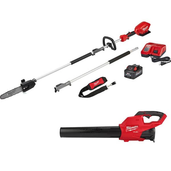 Milwaukee M18 FUEL 10 in. 18V Lithium-Ion Brushless Cordless Pole Saw Kit w/8.0AH Battery and M18 FUEL Blower (2-Tool)