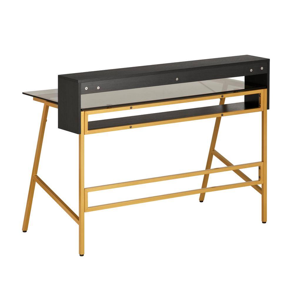 Mid-Century Modern Gray 50" Glass Top Writing Desk