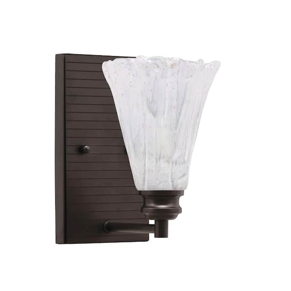 Albany 1-Light Espresso Wall Sconce 5.5 in. Fluted Italian Ice Glass