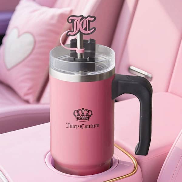 JUICY COUTURE Jetsetter 30 oz Pink Collage Stainless Steel Tumbler