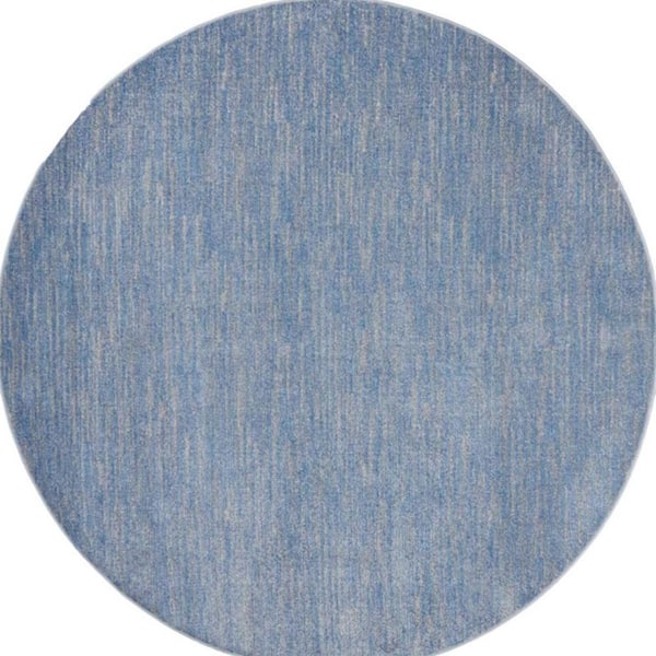 Blue, Gray 8 ft. x 8 ft. Woven Polypropylene Indoor/Outdoor Area Rug