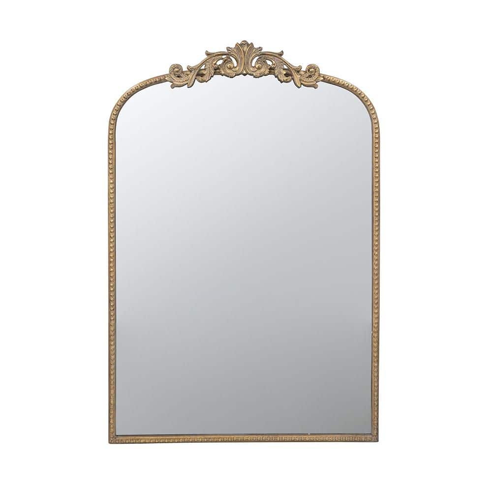 Gold 24 in W x 36 in. H Art Deco Arch MDF Framed Mirror Wall Mirror Wall De
