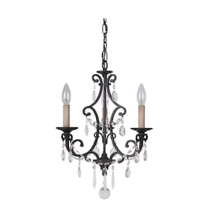 Bentley 3-Light Matte Black Finish w/Decorative Clear Crystals Chandelier for Kitchen/Dining/Foyer, No Bulbs Included