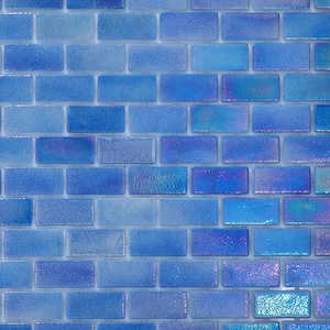 Glass Tile Love Selfless 22.5 in. x 13.25 in. Blue Subway Glossy Glass Mosaic Tile for Wall or Floor (9.68 sq. ft./case)