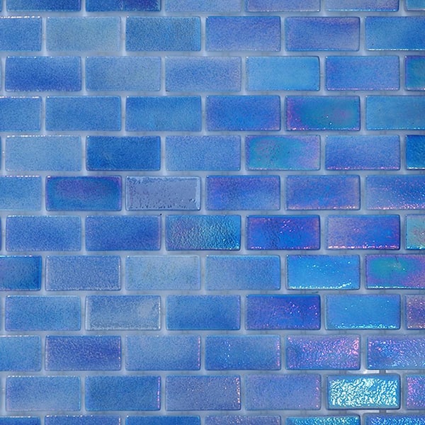 The Tile Doctor Glass Tile Love Selfless 22.5 in. x 13.25 in. Blue Subway Glossy Glass Mosaic Tile for Wall or Floor (9.68 sq. ft./case)