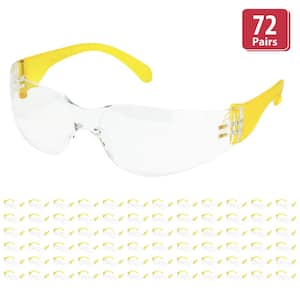 Safe Handler Yellow, Crystal Clear Lens Color Temple Safety Glasses,  (72-Pairs) BLSH-ESCR-CLLCT-SG4Y-72 - The Home Depot