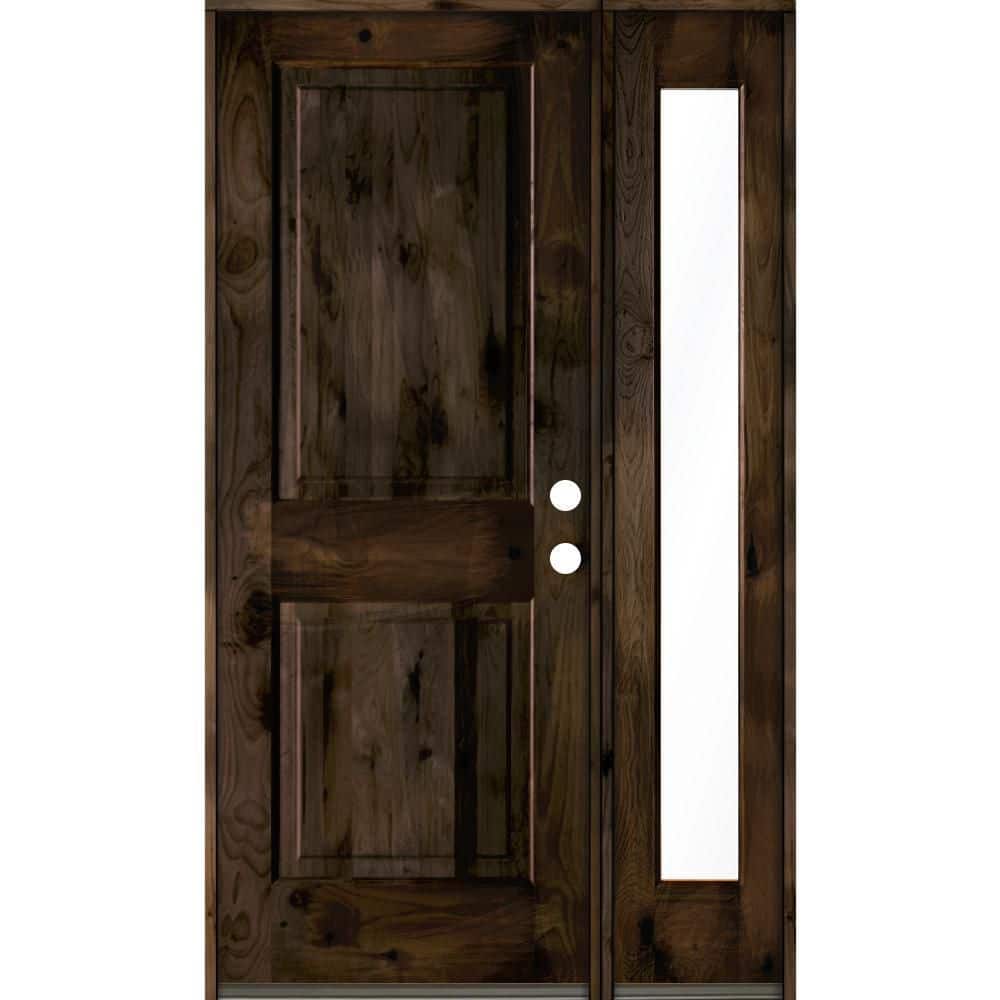 44 in. x 80 in. Rustic knotty alder Left-Hand/Inswing Clear Glass Black Stain Square Top Wood Prehung Front Door w/RFSL price history on PriceWatchPro