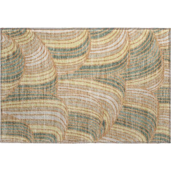 Mayfield Premium Machine Washable Abstract AMF2546 Copper 2 ft. x 3 ft. Accent Rug