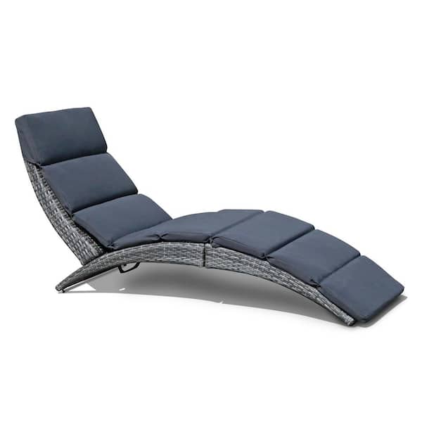 Tonal Gray Resin Wicker Chaise Lounge Outdoor Sun Lounger Pool Chair Adjustable 