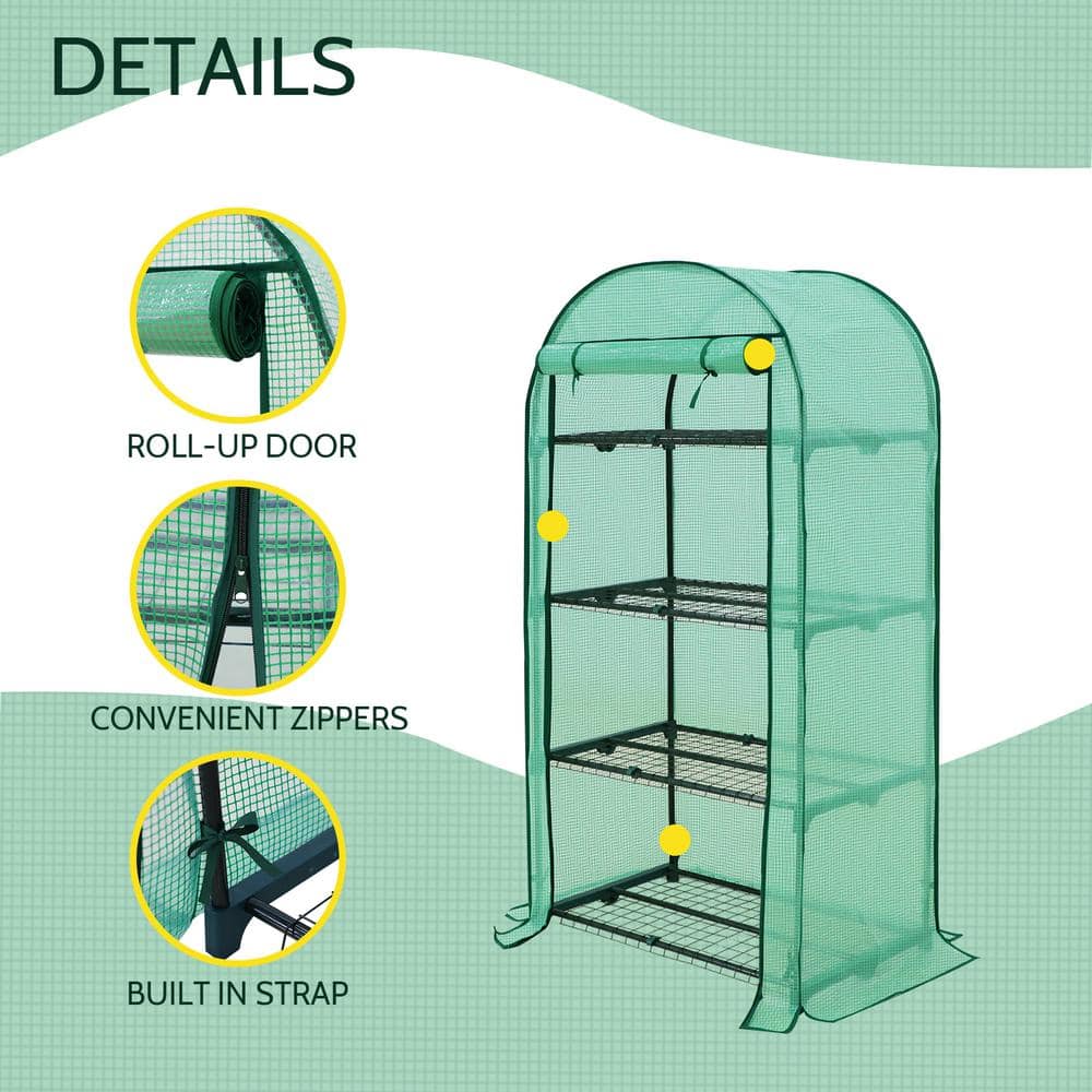 Green 4-Tier Portable Mini Greenhouse with Shelves