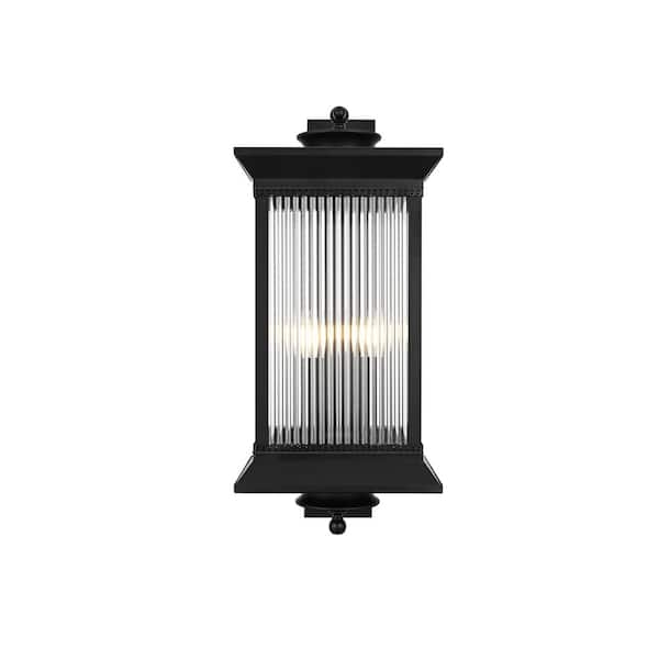 27.5 in. Black Outdoor Hardwired Wall Sconce with No Bulbs Included