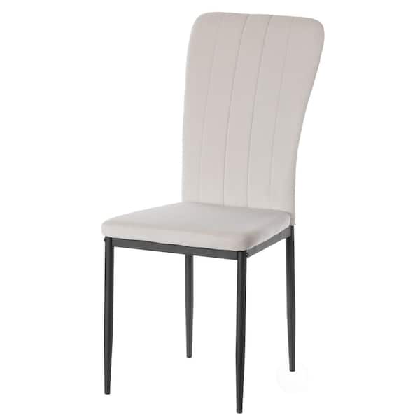 FABULAXE Beige Modern and Contemporary Tufted Velvet Upholstered Accent Dining Chair