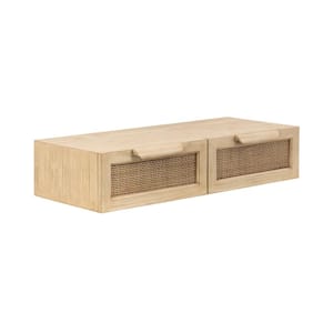 Ori 28 in. Natural Rectangle Wood Veneer/MDF Floating Console Table