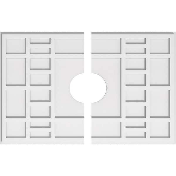Ekena Millwork 34 in. W x 22-5/8 in. H x 6 in. ID x 1 in. P Beaux Architectural Grade PVC Contemporary Ceiling Medallion (2-Piece)