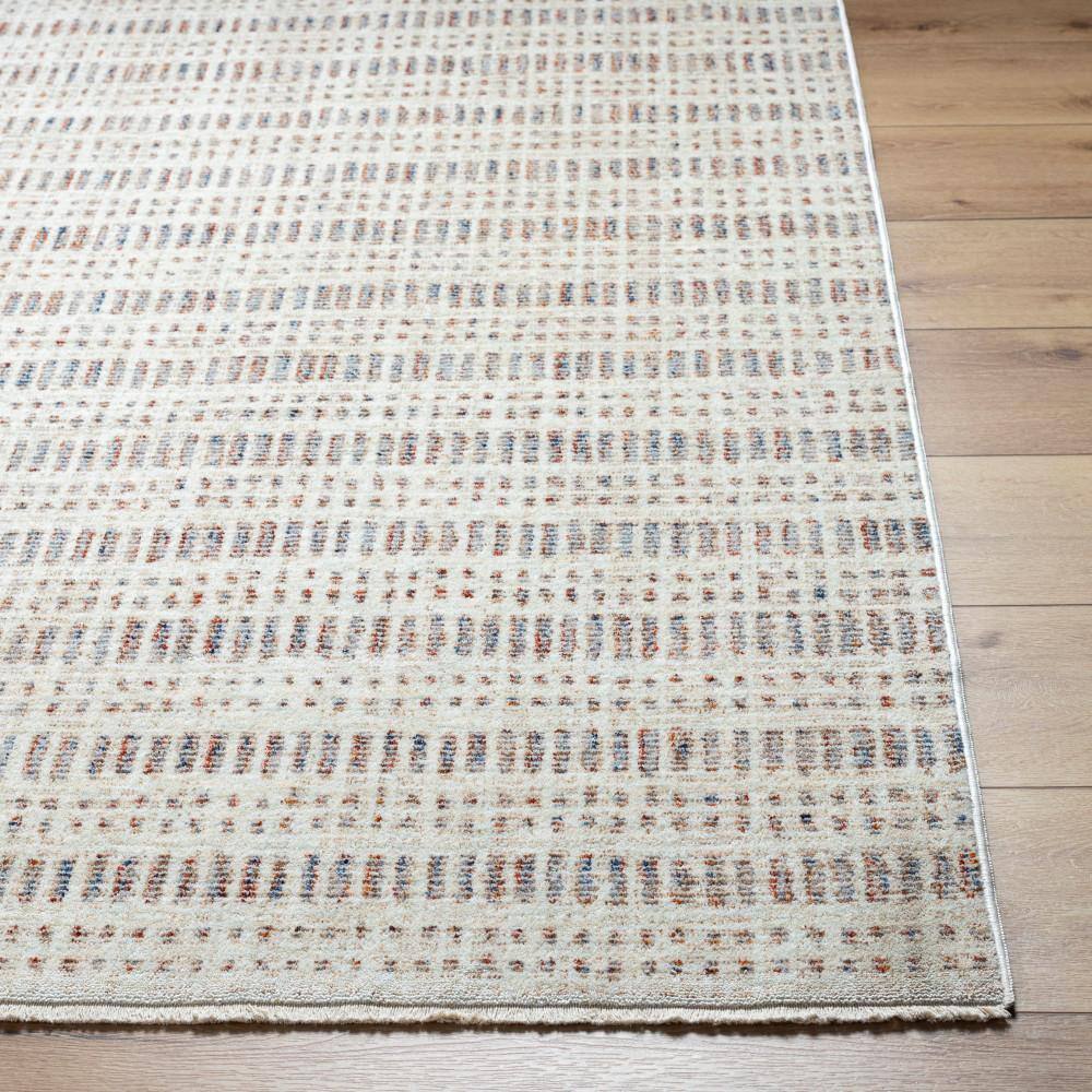Usonia White and Tan Synthetic Rectangular Area Rug 5' x 7'