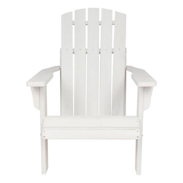 Shine Company Lakewood Cedar Wood Rustic Adirondack Chair - Distressed White