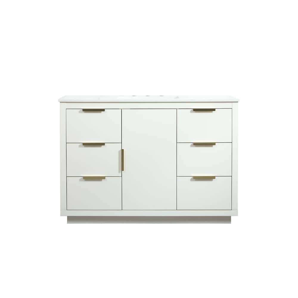 Timeless Home 48 in. W Single Bath Vanity in White with Quartz Vanity ...