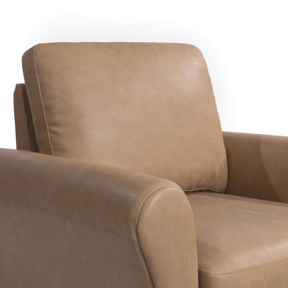 Brown Faux Leather Lawson Accent Chair with Tapered Legs