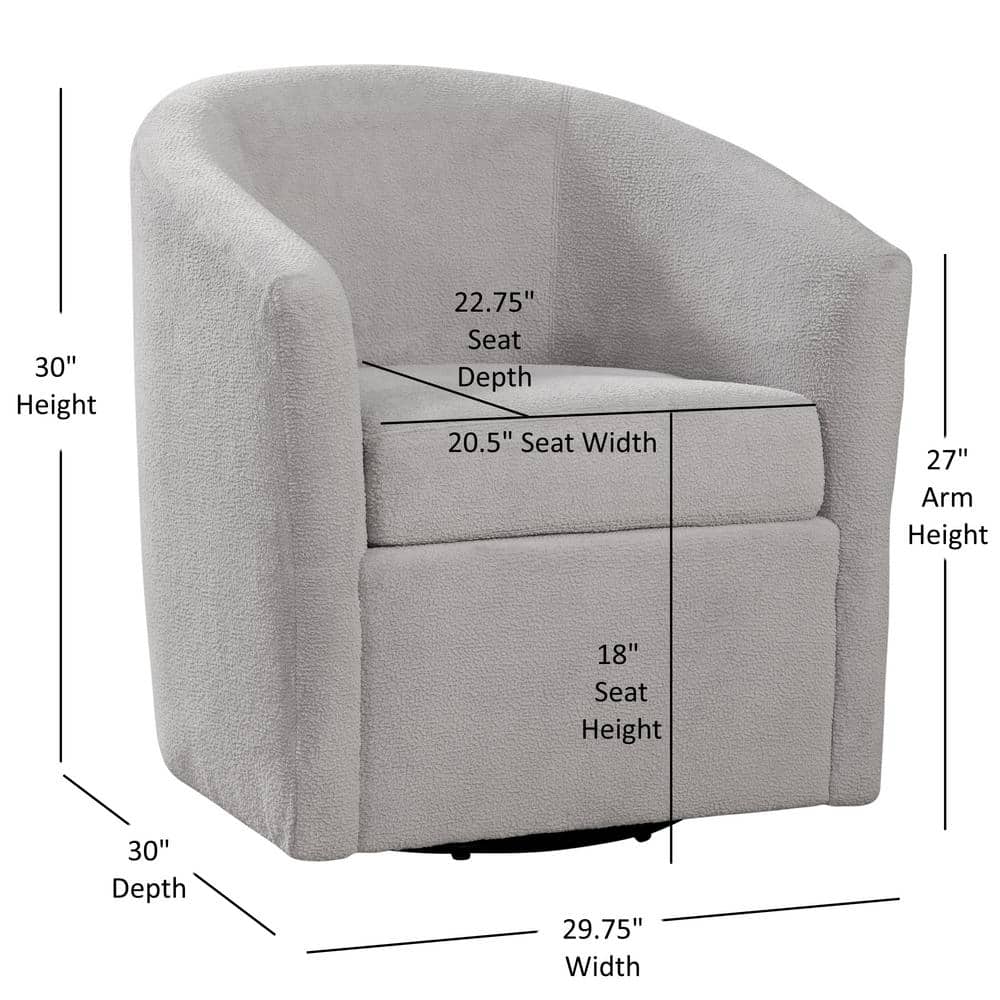 Light Gray Velvet Barrel Swivel Accent Chair