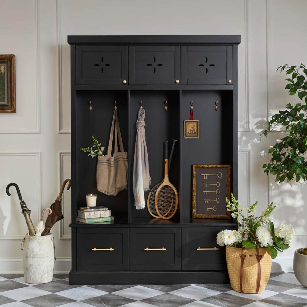 Dashby Black Hall Tree with Storage (54.5 W x 78.1 H)