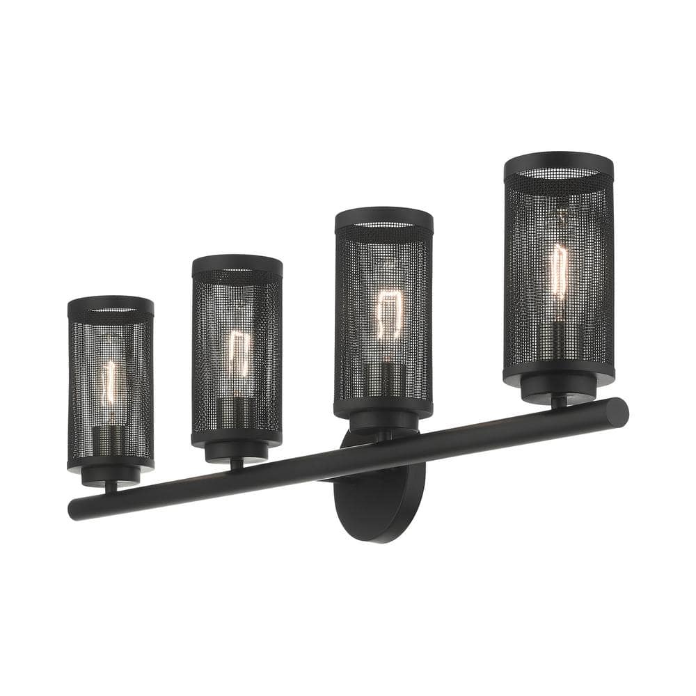 Industro Sleek 4-Light Black and Brushed Nickel Outdoor Vanity Sconce