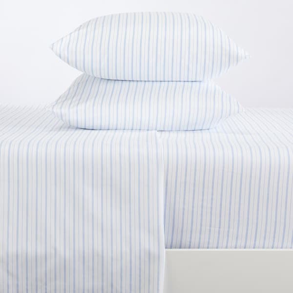 FRESHFOLDS Super Soft 4-Piece Sky Blue Microfiber Full Striped Sheet Set