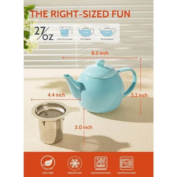 Lynzavix 2-Cup Turquoise Classic Style Porcelain Stainless Steel