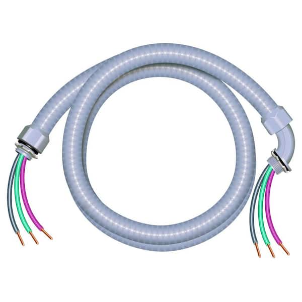 1 / 2 in. x 6 ft. 10/3 Ultra-Whip Liquid tight Flexible Non-Metallic PVC Conduit Armored Cable Whip 1