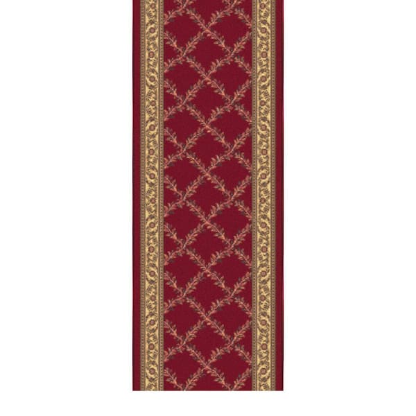 Non-Slip Rubberback Trellis Design 2 ft. x 7 ft. Indoor Runner Rug Red
