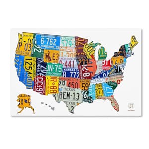 22 in. x 32 in. "License Plate Map USA 2" by Design Turnpike Printed Canvas Wall Art