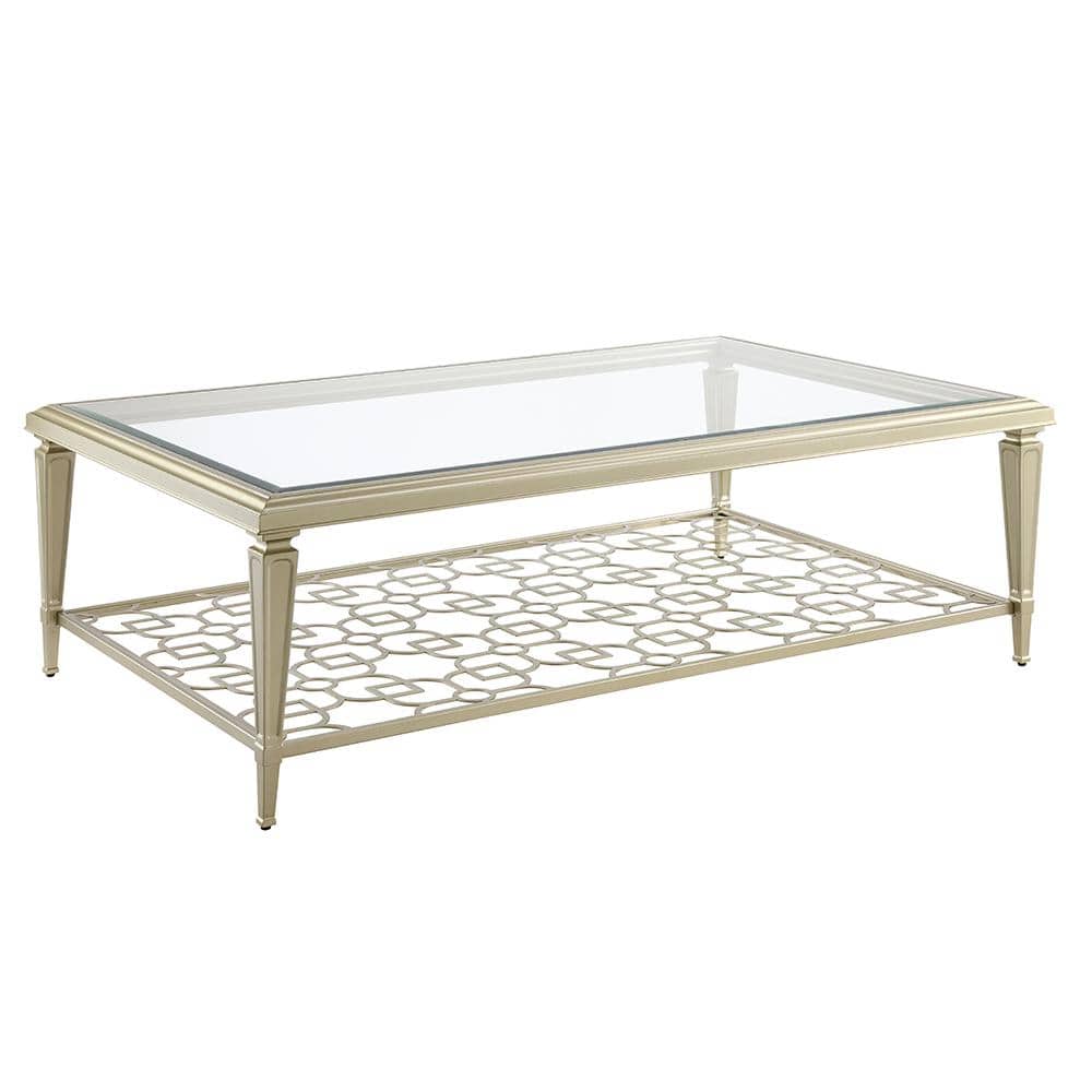 Zaba Silver and Clear Glass Rectangular Coffee Table