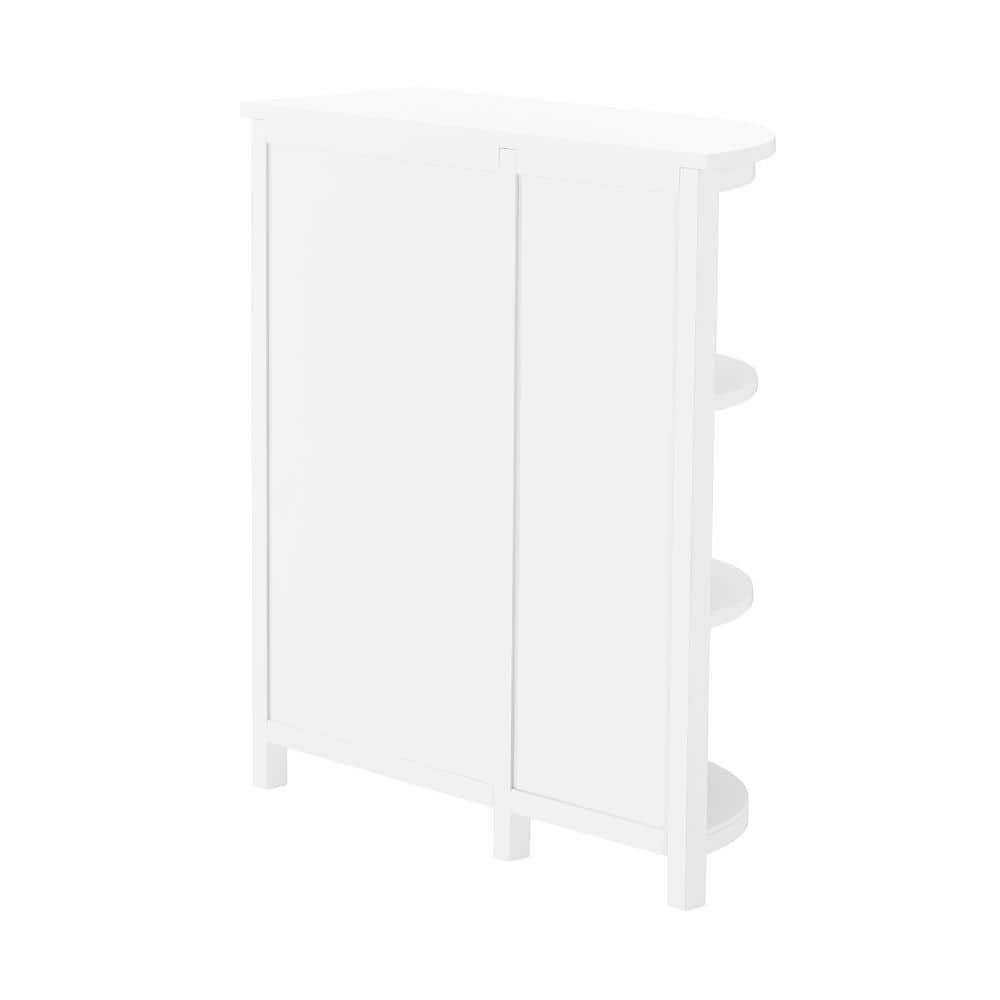 White Wood Bathroom Cabinet with Adjustable Shelving