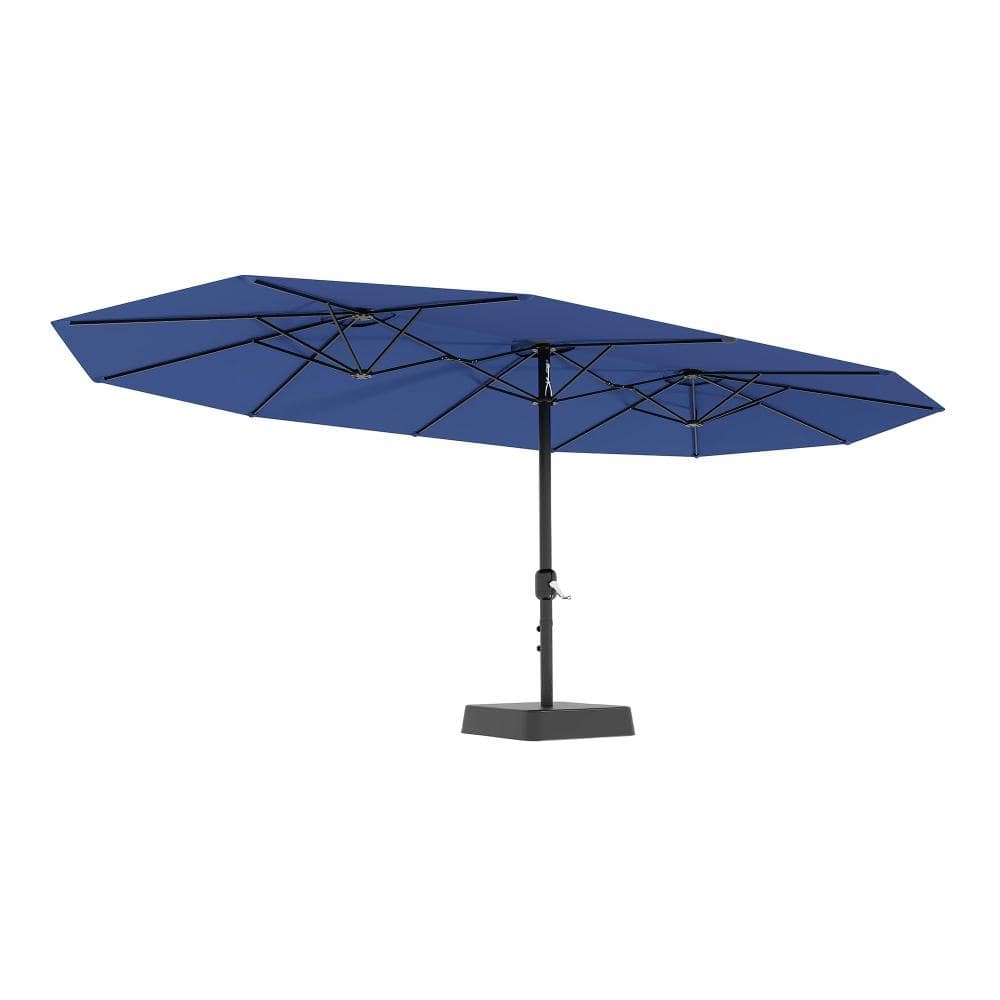 Extra-Large Navy 15ft.Double-Sided Rectangular Patio Umbrella with Base for Garden, Pool, Lawn, Backyard price history on PriceWatchPro