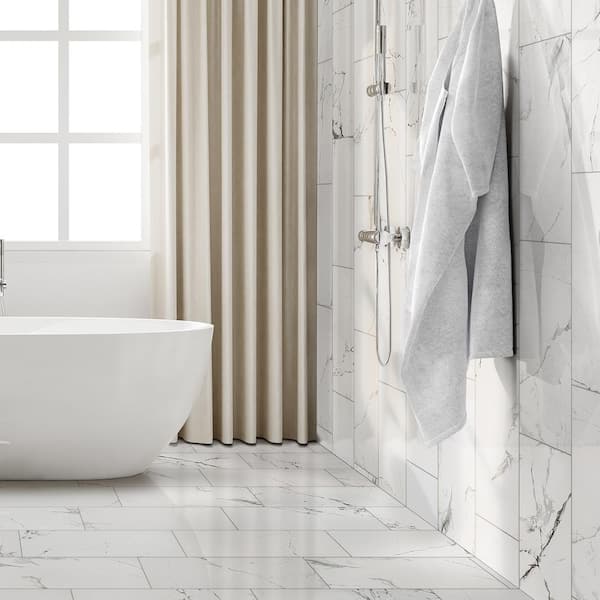 Lincoln White Polished Porcelain Wall and Floor Tile - 12 x 24 in. Lincoln White Polished Porcelain Wall and Floor Tile - 12 x 24 in.