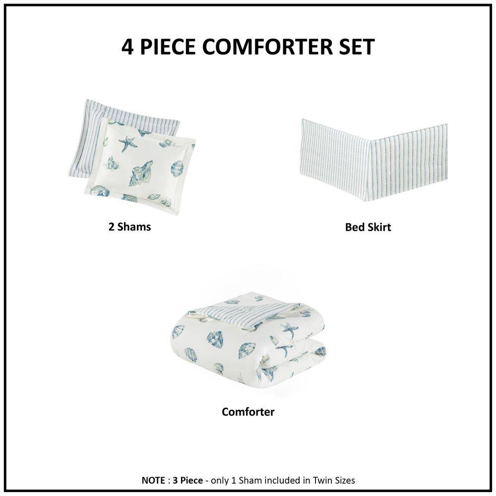 Nautical Blue Cotton Reversible Queen Comforter Set