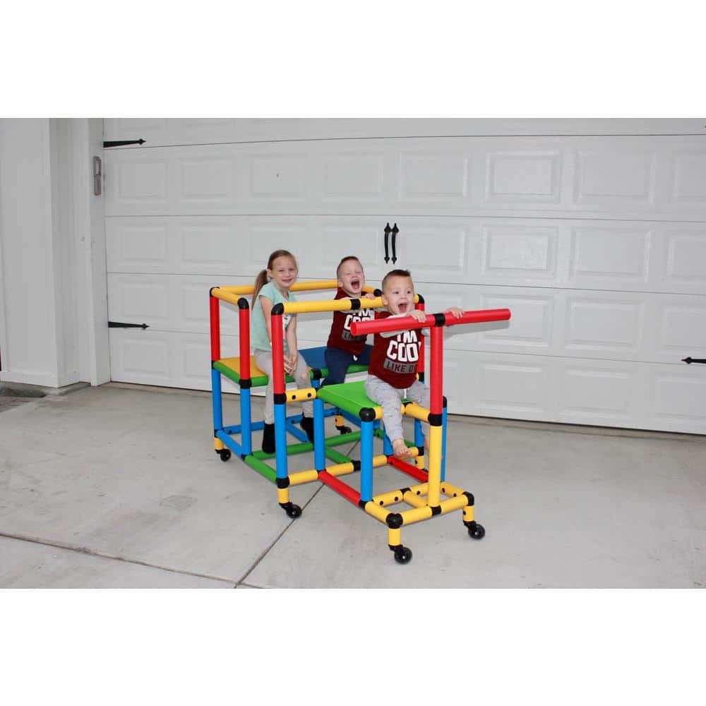 Multicolor Life Size Play Structure with Slide and Wheels