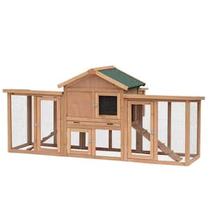 80 in. Wooden 0.0043-Acre In-Ground Chicken Coop House with Nesting Box, Double Run, Removable Tray and Asphalt Roof