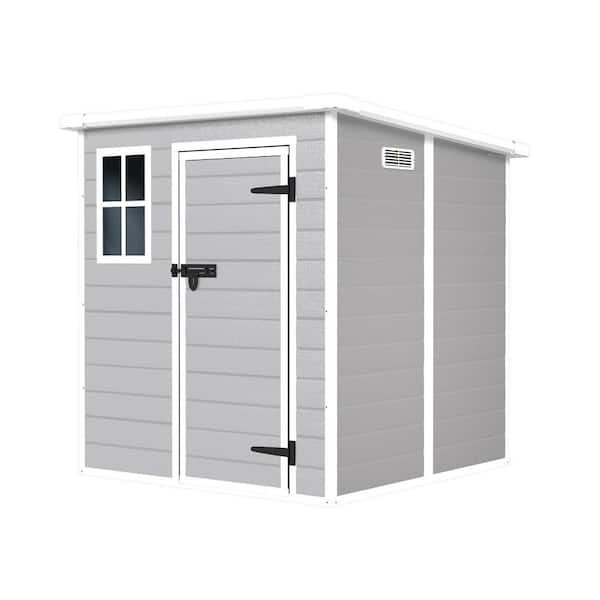 6 ft. W x 6 ft. D Resin Outdoor Storage Shed with Lockable Door Vents Floor and Window for Bike Garden Lawn (36 sq. ft.)