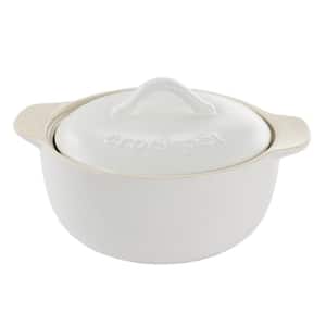 Artisan 2.3 qt. Round Stoneware Casserole with Lid in White
