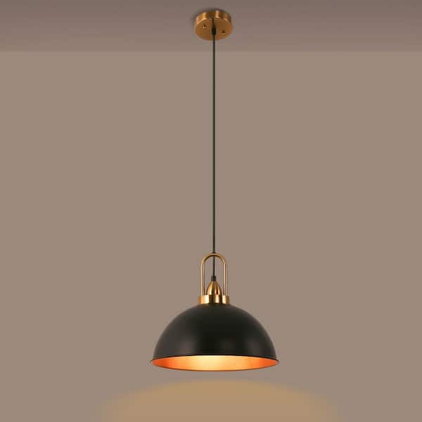 14 in. 1-Light Matte Black Pendant Light Industrial Hanging Ceiling Fixtures for Living Room Dining Room (2-Pack)