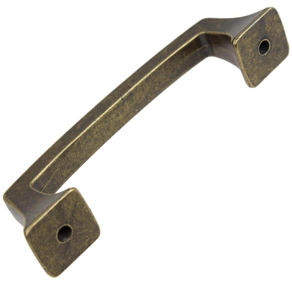 Antique Brass 3" Center-to-Center Deco Cabinet Pull