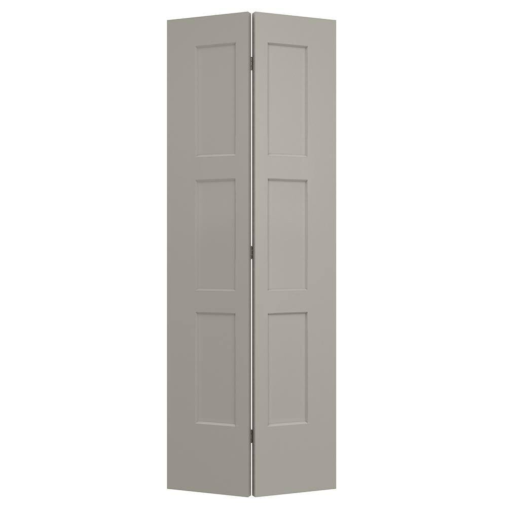JELD-WEN 36 in. x 96 in. Birkdale 3-Panel Light Gray Paint Smooth ...