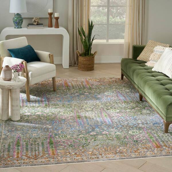 Quaint Harmony Blue Multicolor 8 ft. x 10 ft. Floral Contemporary Area Rug