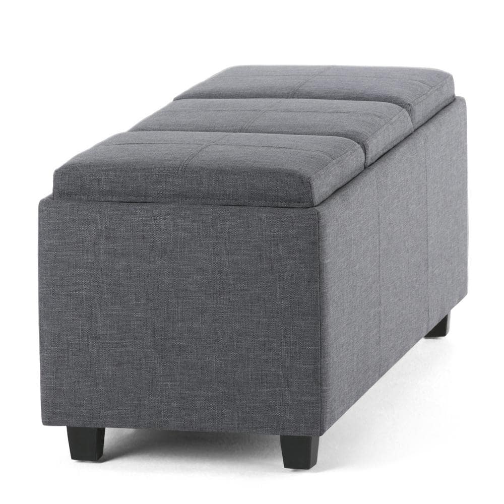 Avalon Slate Grey Extra Large Ottoman with Storage and Serving Trays
