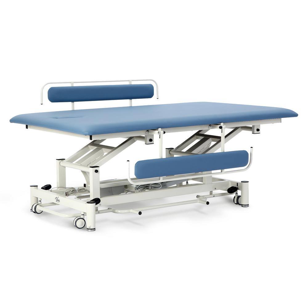 Adjustable Blue Leather and Steel Therapy Table